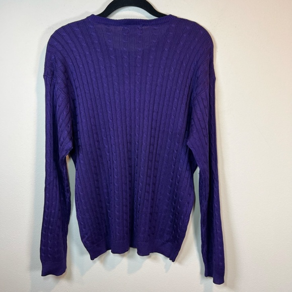 Mark Fore & Strike 100% Spun Silk Crew Neck Sweater Purple Textured Fitted Sz XL - Picture 7 of 9